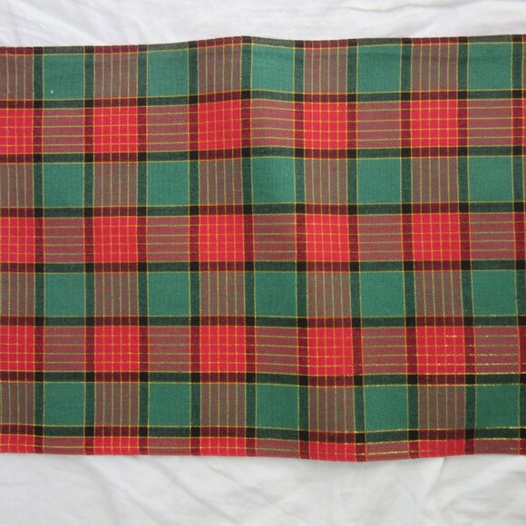 Sam Hedaya Christmas Linen Placemats Set of 5 Holiday Plaid Red Green Gold - Picture 3 of 5